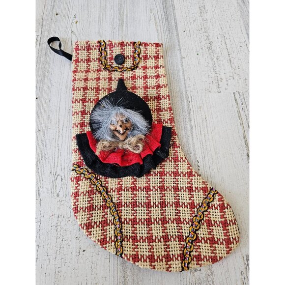 La befana witch stocking Halloween decor RARE shabby chic - Picture 1 of 7